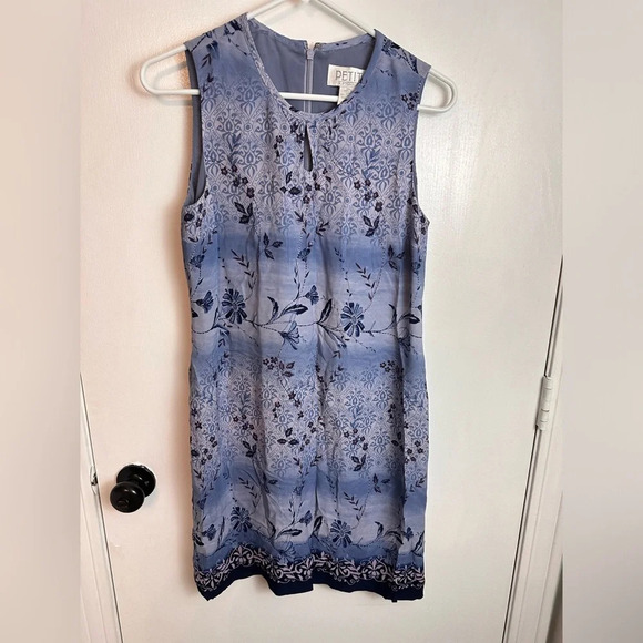 Vintage Petite Sophiaticate blue pattern Y2K Silk Mini Dress size 6 #1388 - Picture 1 of 6